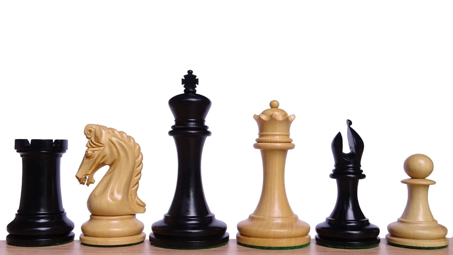 Triple weighted Imperial Chess Pieces in Ebony & Boxwood - 3.75 inch King