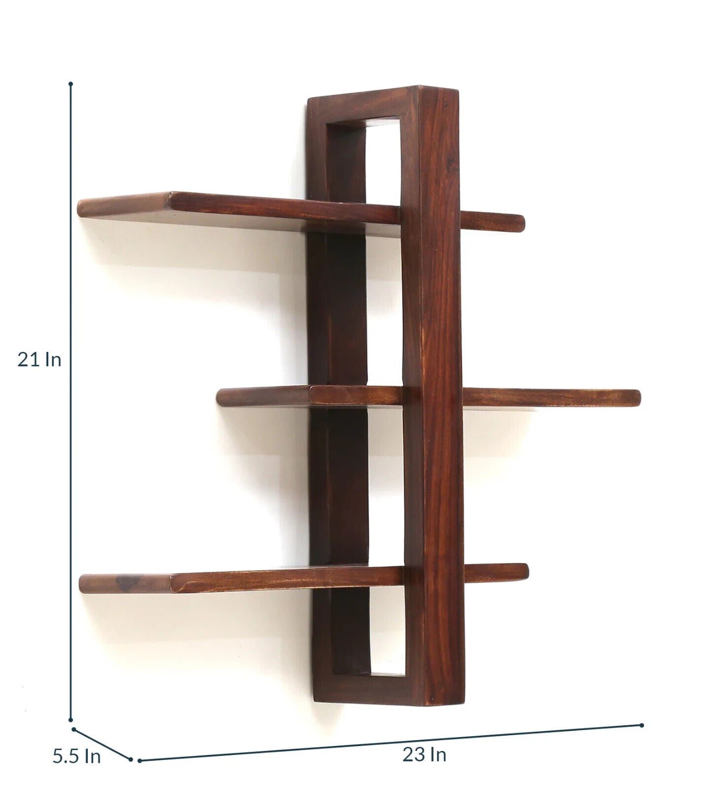 Sheesham Wood Floating Wall Shelf in Provincial Teak Finish