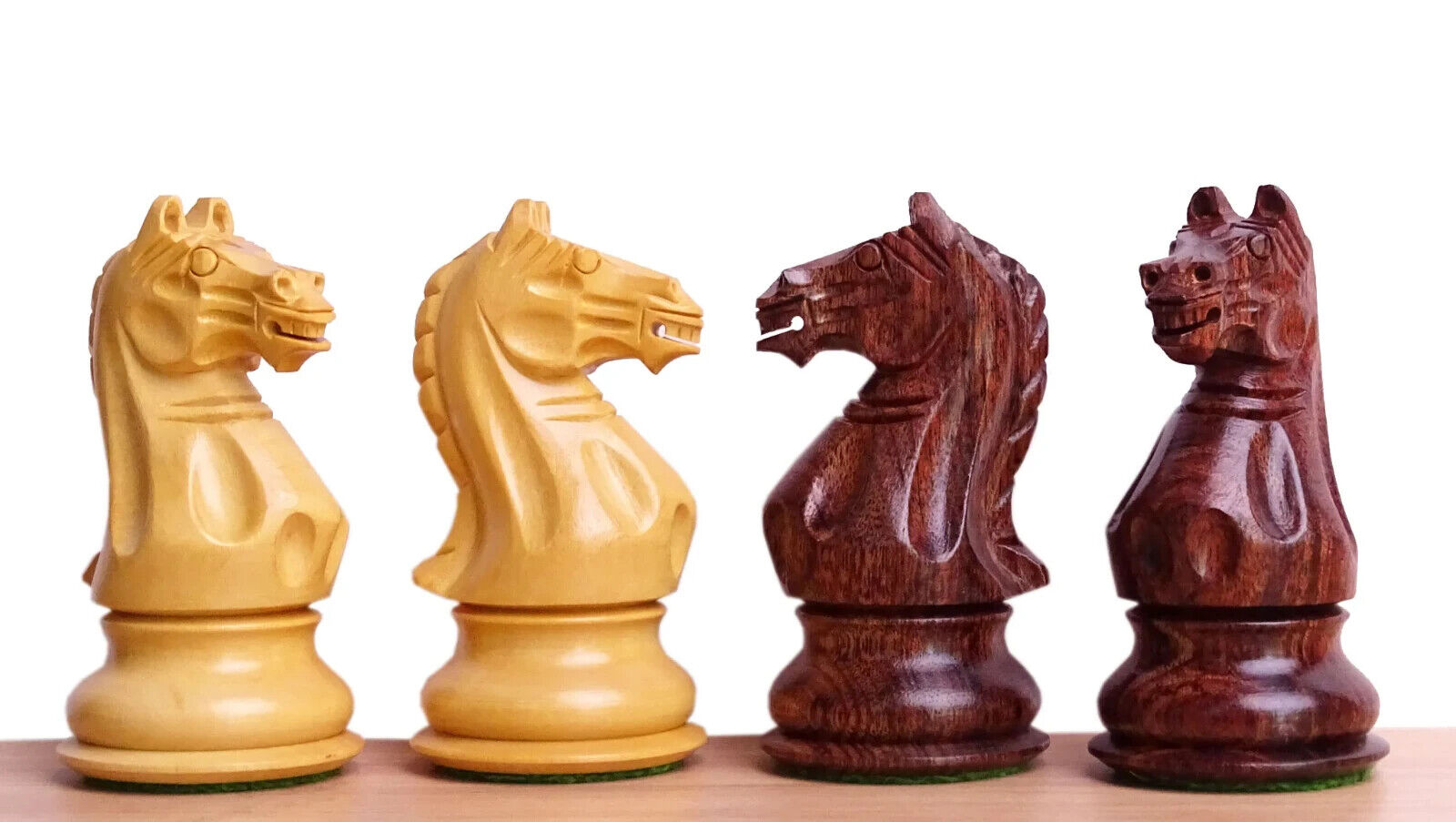 Staunton Weighted Chess Pieces in Acacia Wood & Indian Boxwood - 4 inch King