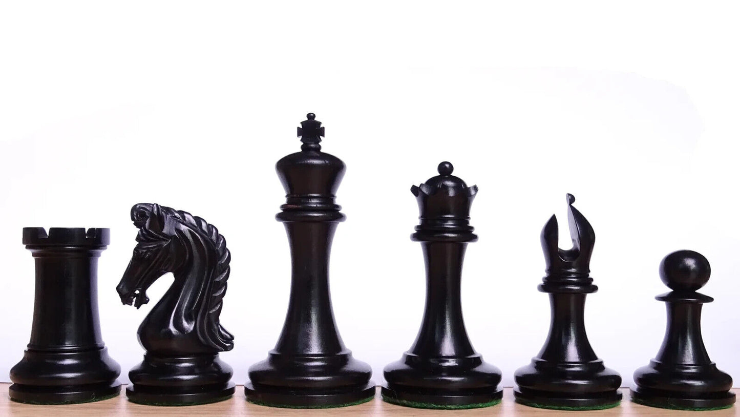 Triple weighted Imperial Chess Pieces in Ebony & Boxwood - 3.75 inch King