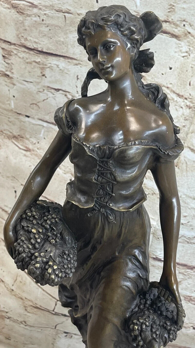 Real Bronze Gorgeous Maiden Standing Woman Sculpture Home Decoration Decor