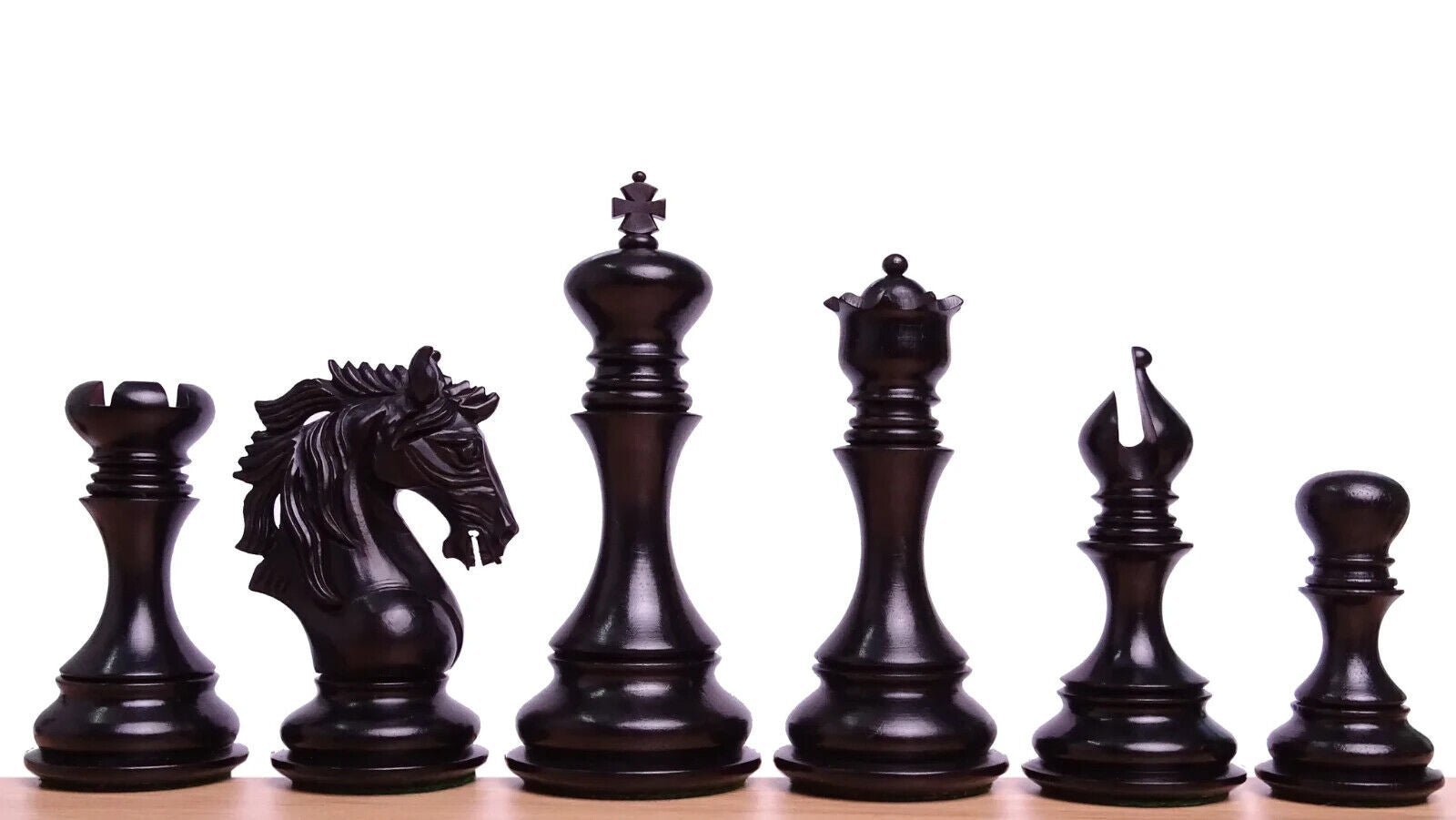 The Leo Series Luxury Triple Weighted Chess Pieces Ebony/Boxwood 4.4 In King