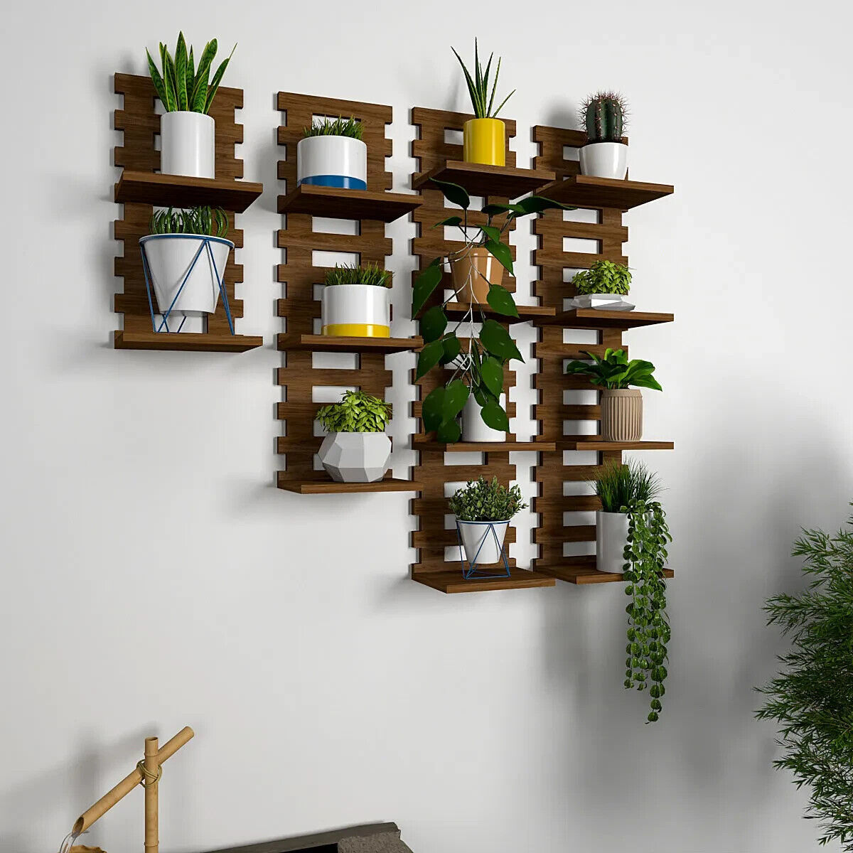 Urban Homes Designer Dark Walnut Planter Shelves Set Of 4