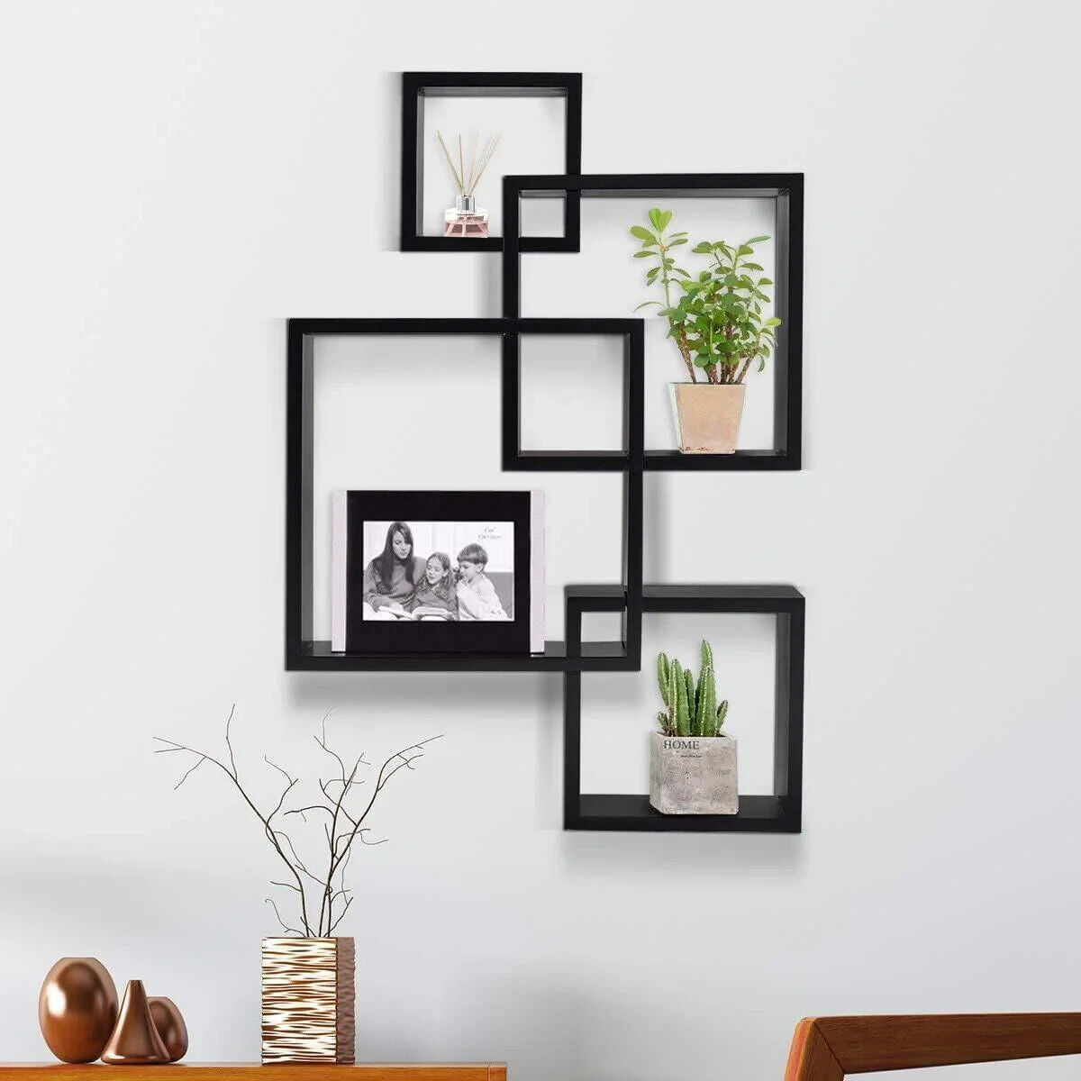 Wooden Interweave Floating Wall Mounted Shelves