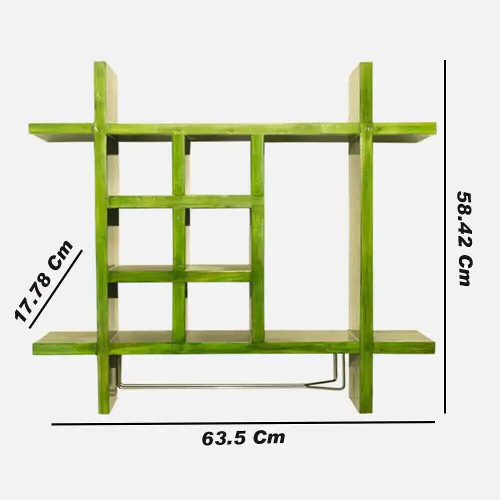 Solid Green Wooden Wall Shelves for Bedroom - 23 inch