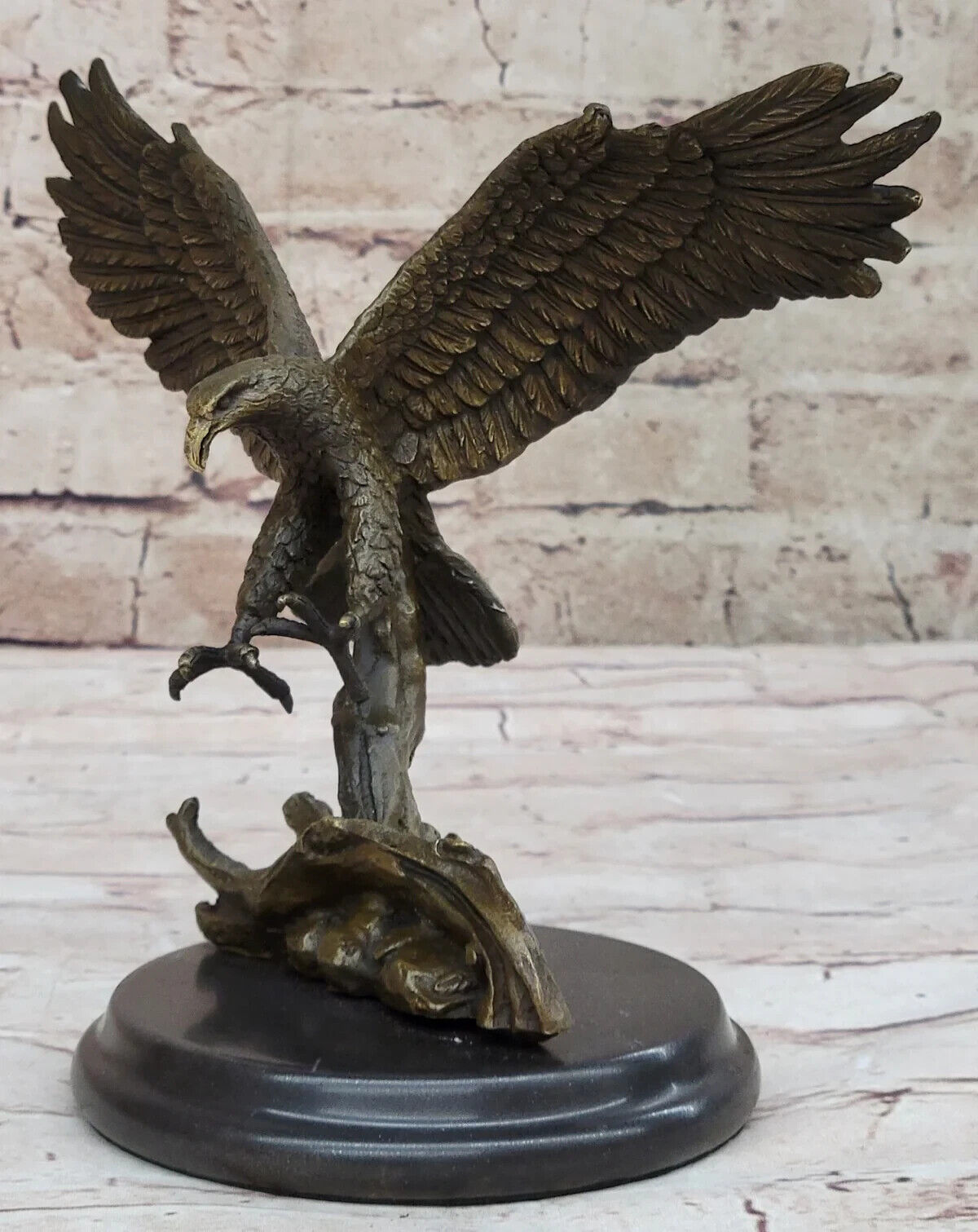 100% Real Bronze AMERICAN BALD EAGLE Figure Sculpture Art Figurine SALE 8 Inch