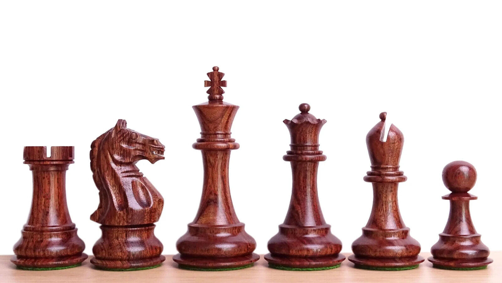 Staunton Weighted Chess Pieces in Acacia Wood & Indian Boxwood - 4 inch King