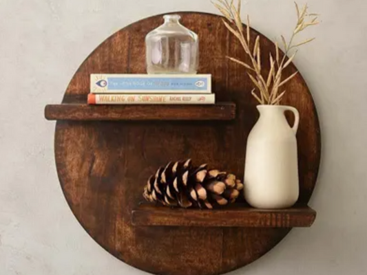 Brown Baby Round Wooden Shelf - 18 inches