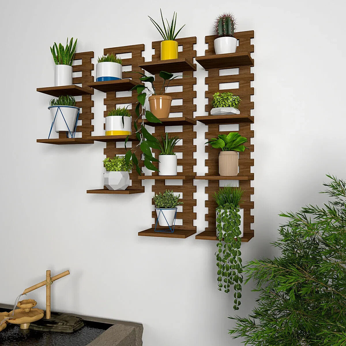 Urban Homes Designer Dark Walnut Planter Shelves Set Of 4