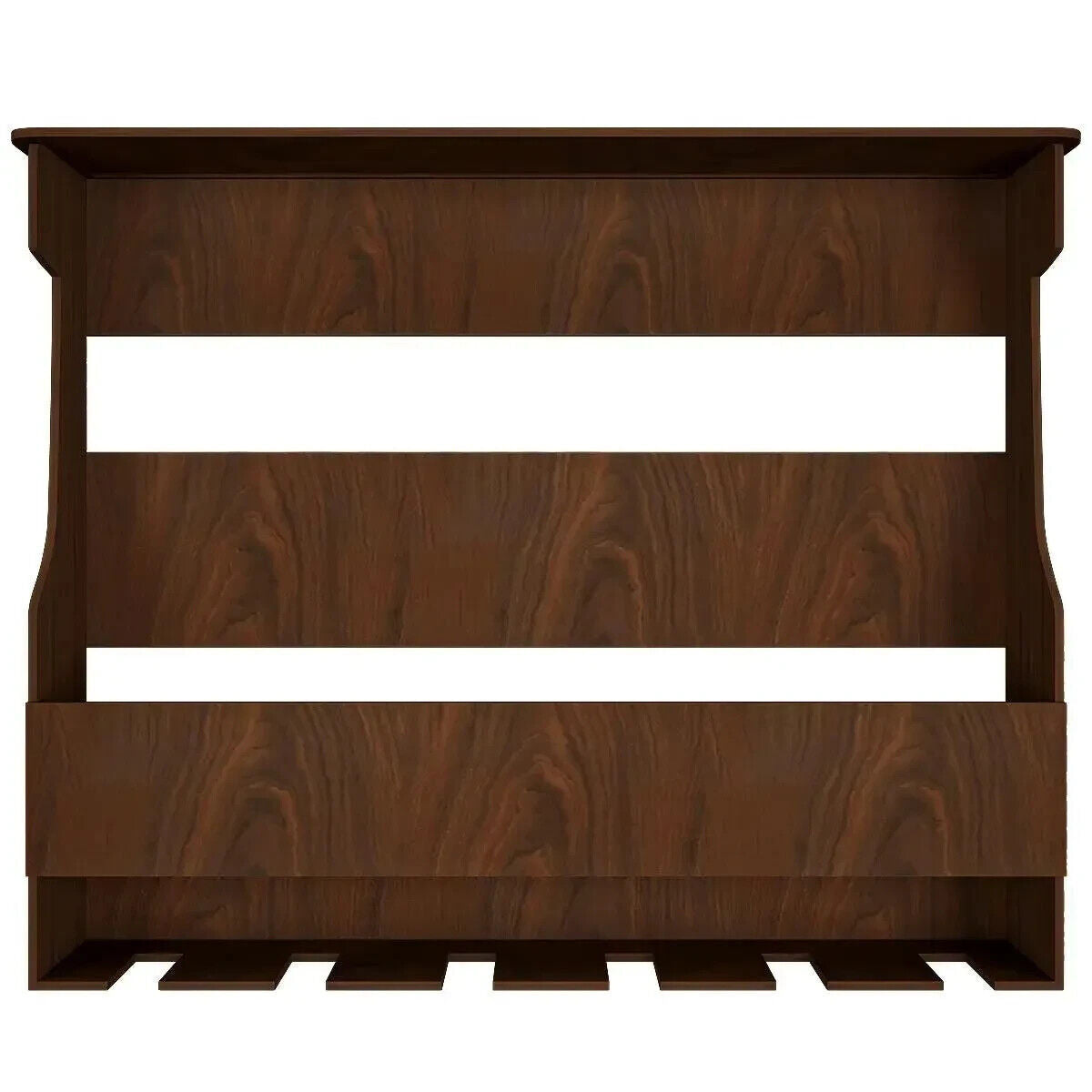 Backlit Wooden Bar Wall Shelf / Mini Bar Cabinet in Walnut Finish