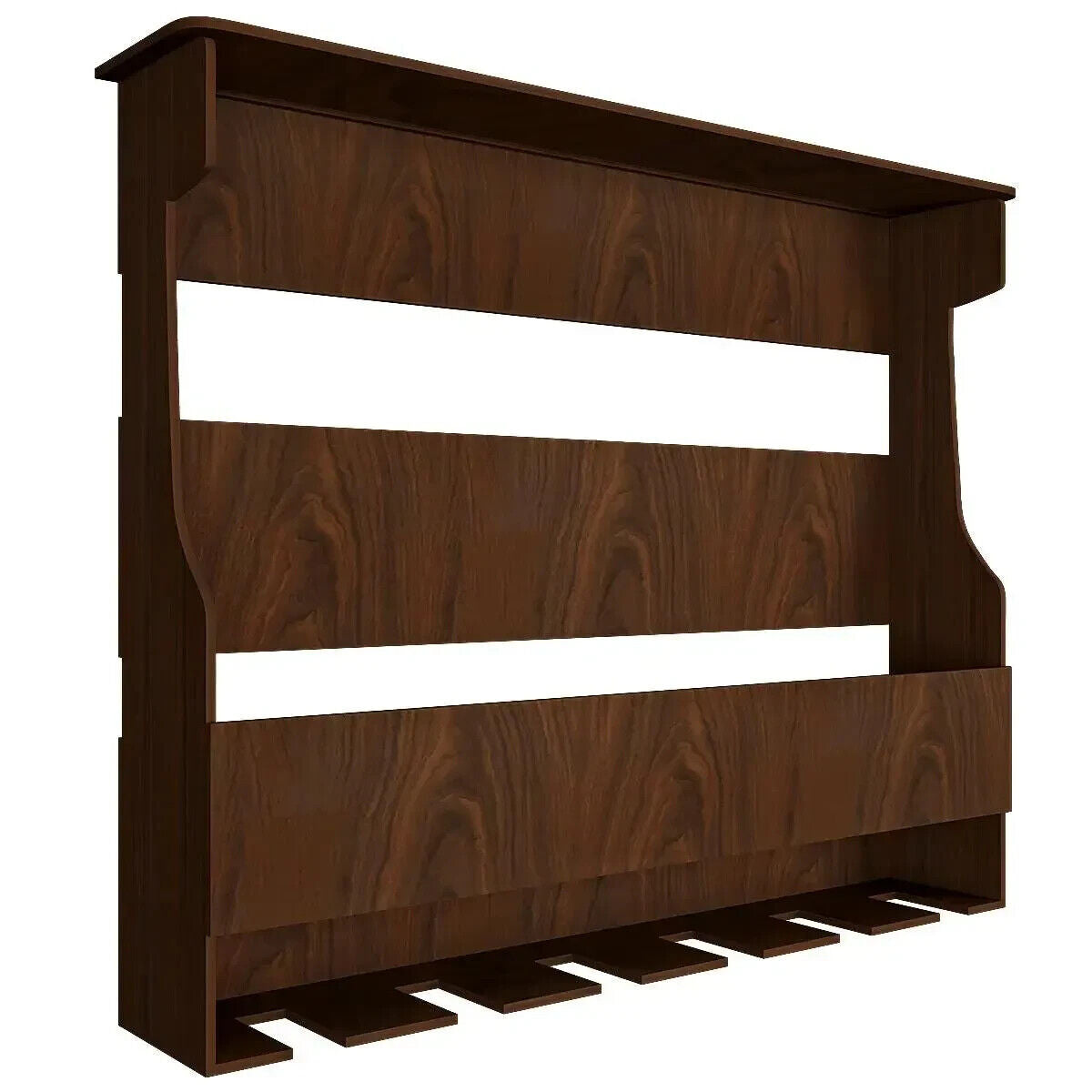 Backlit Wooden Bar Wall Shelf / Mini Bar Cabinet in Walnut Finish