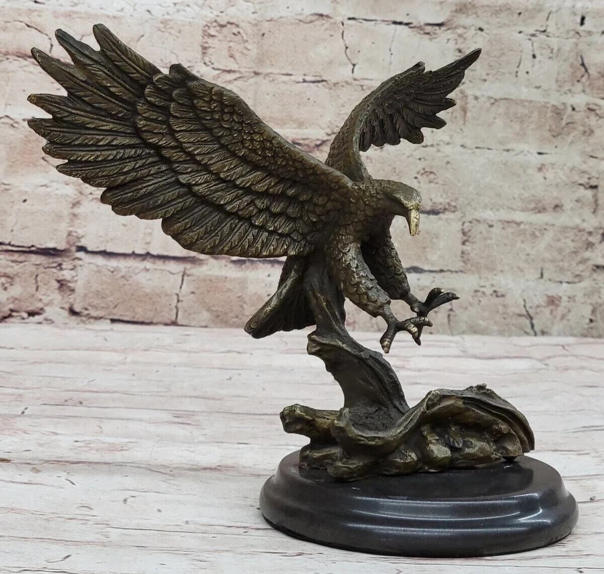 100% Real Bronze AMERICAN BALD EAGLE Figure Sculpture Art Figurine SALE 8 Inch