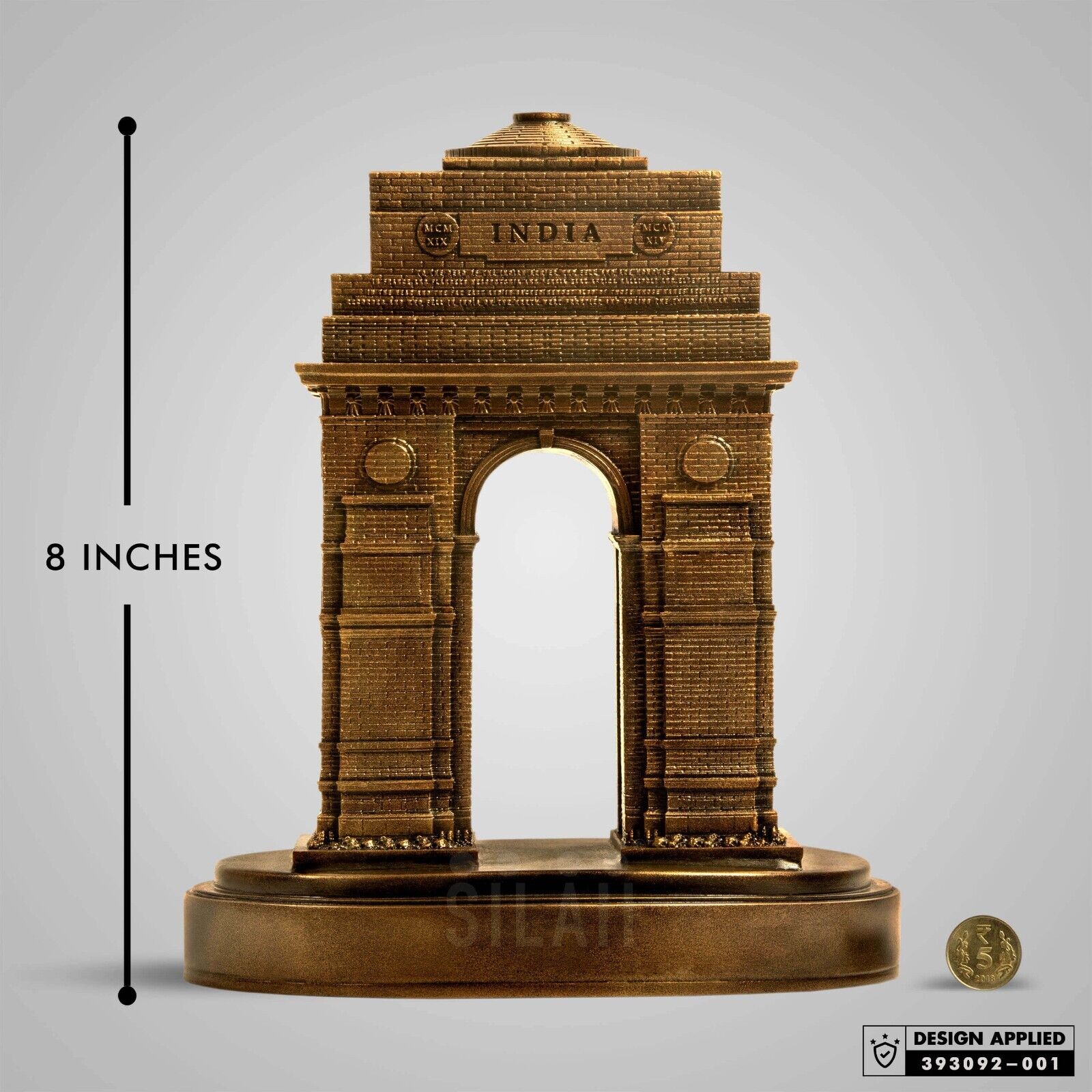 ANTIQUE BRONZE - INDIA GATE - Monumental Sculpture 8 Inch