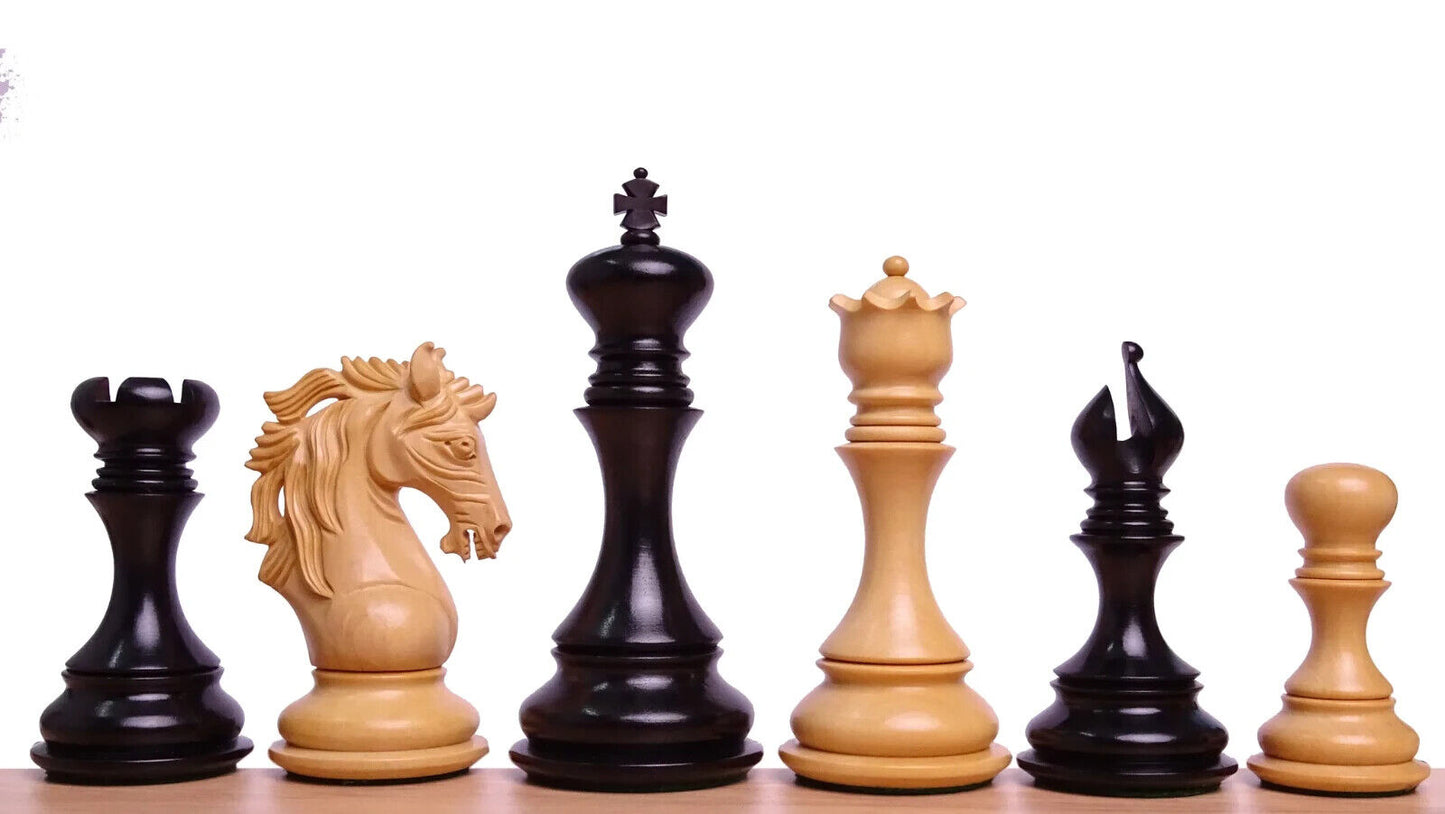 The Leo Series Luxury Triple Weighted Chess Pieces Ebony/Boxwood 4.4 In King