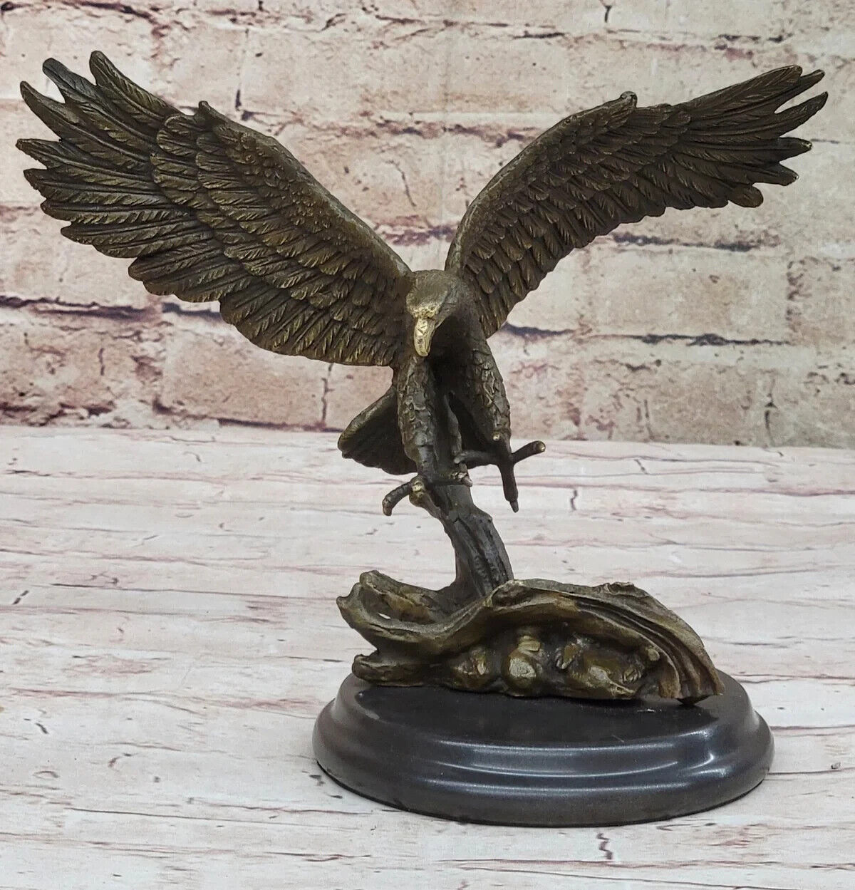 100% Real Bronze AMERICAN BALD EAGLE Figure Sculpture Art Figurine SALE 8 Inch