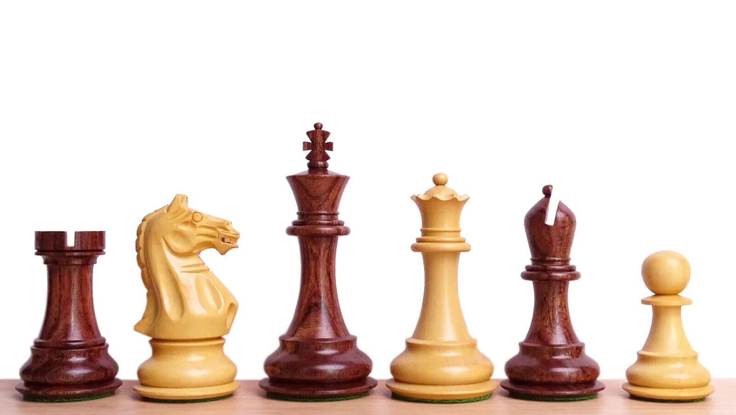 Staunton Weighted Chess Pieces in Acacia Wood & Indian Boxwood - 4 inch King