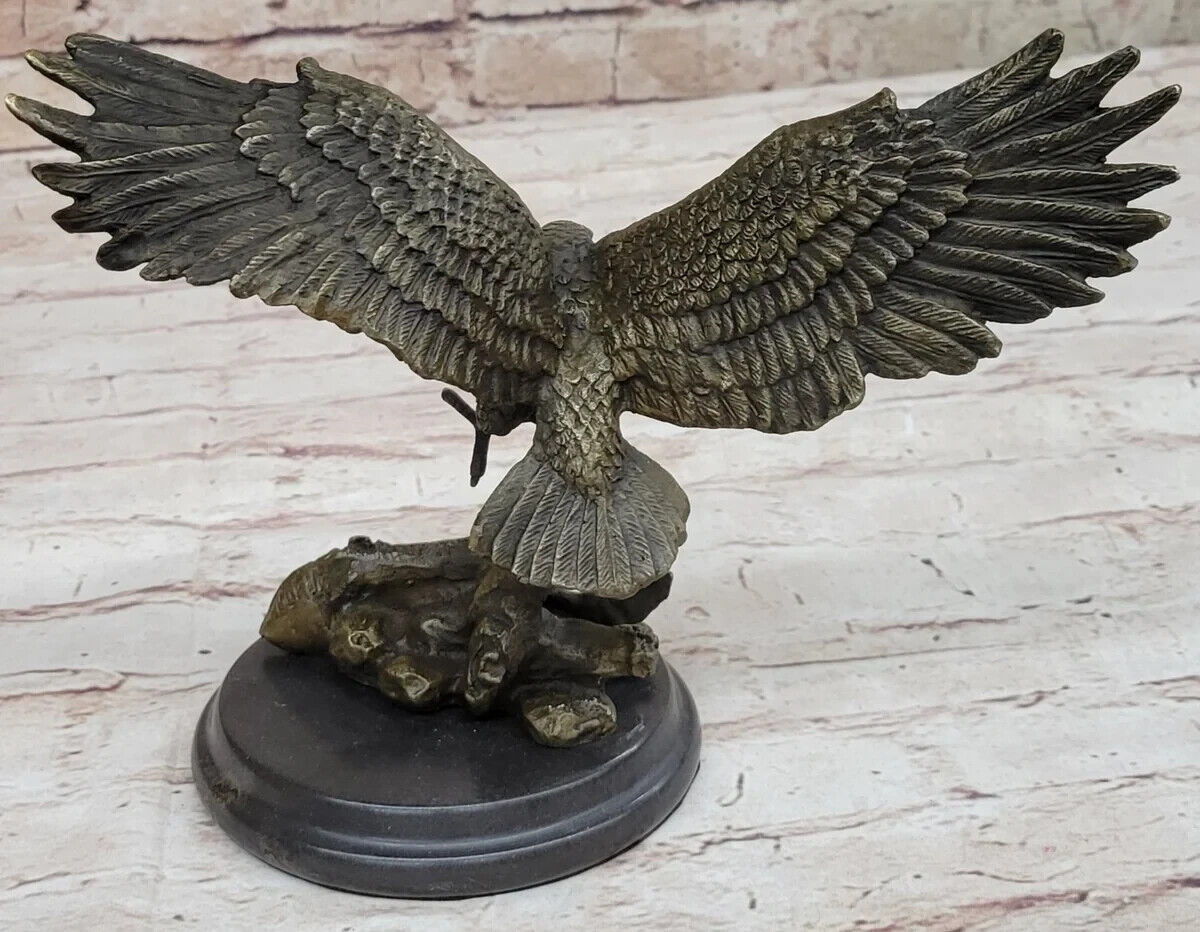 100% Real Bronze AMERICAN BALD EAGLE Figure Sculpture Art Figurine SALE 8 Inch