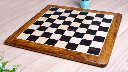 21 inch Solid Wood Chess Board in Ebony Wood and Maple Wood - 53mm