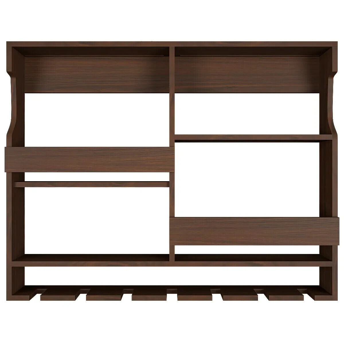 Luxurious Chocolate-Coloured Wooden Bar Wall Shelf / Mini Bar Cabinet