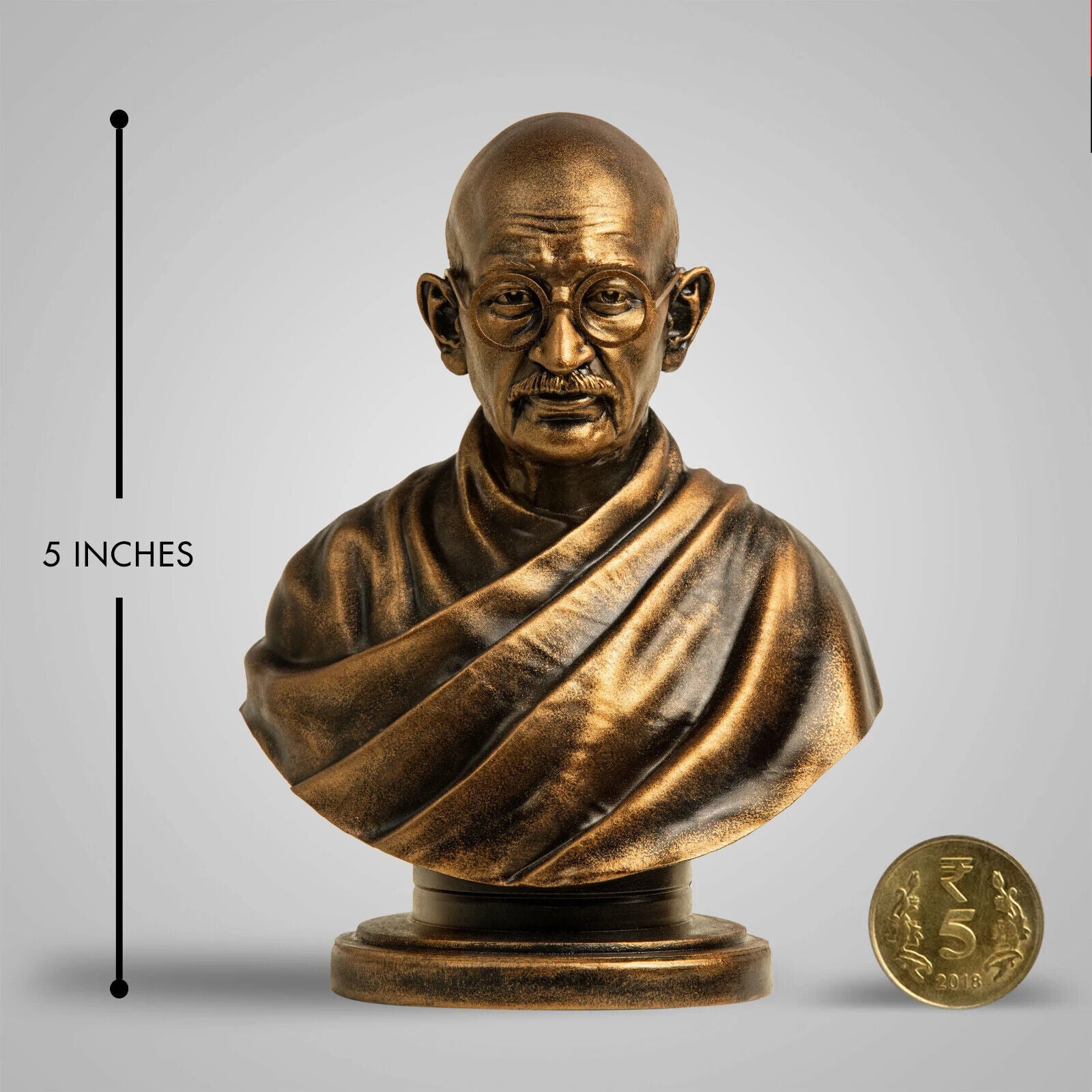 Mahatma Gandhi Antique Bronze Sculpture 5 Inches