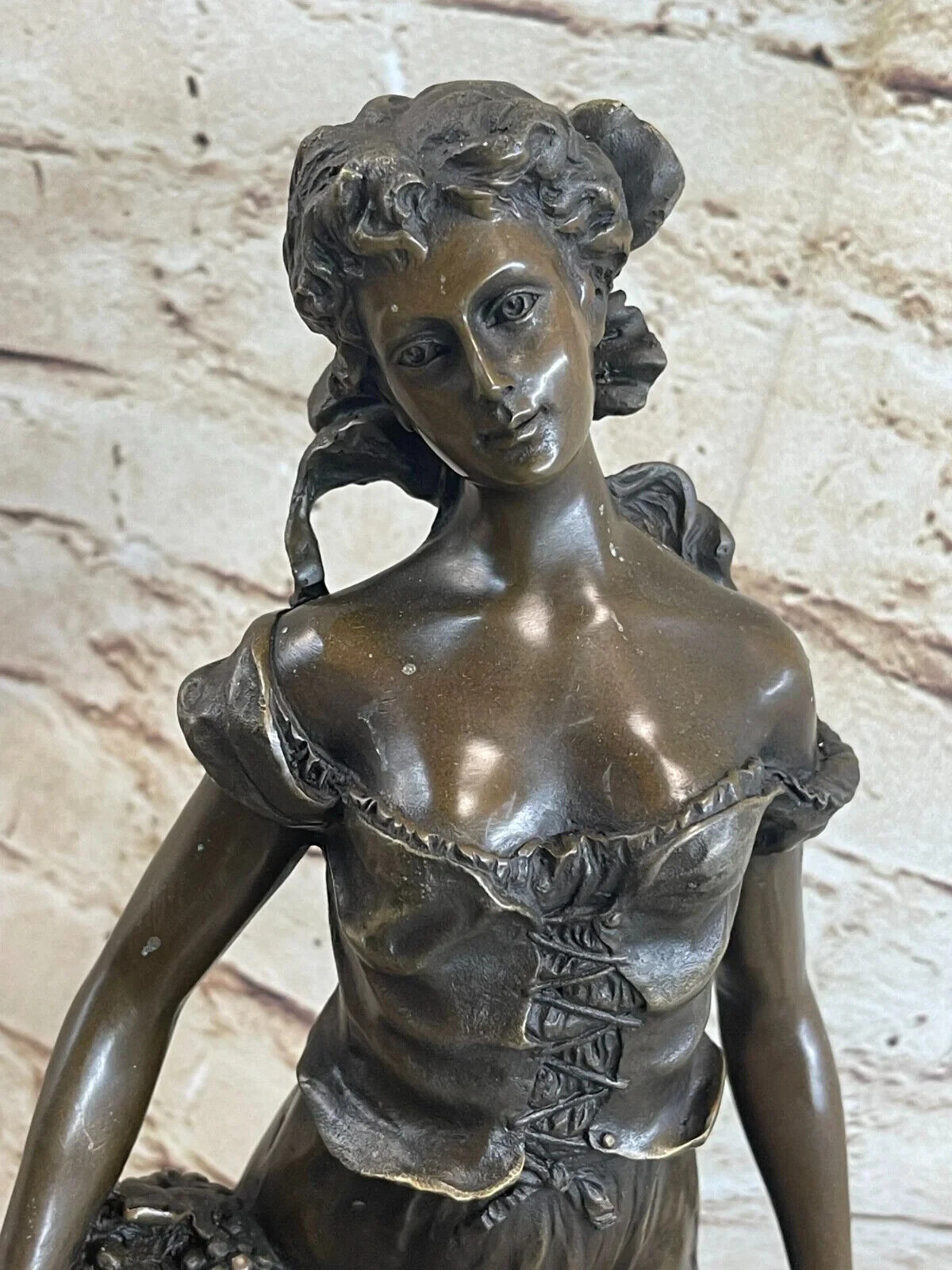 Real Bronze Gorgeous Maiden Standing Woman Sculpture Home Decoration Decor