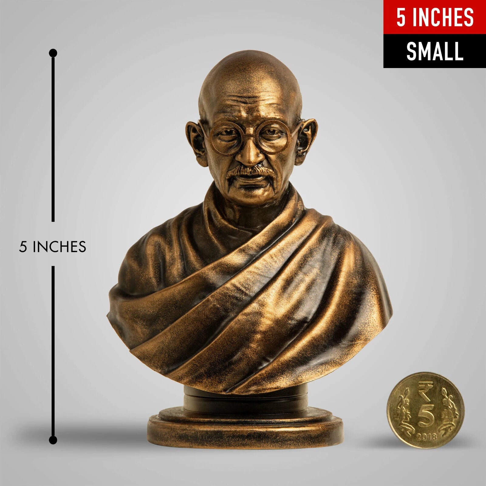 Mahatma Gandhi Antique Bronze Sculpture 5 Inches