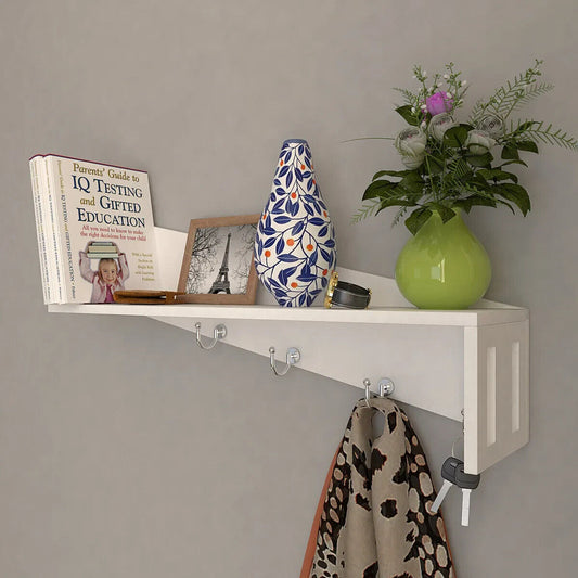 White Wood Modern Touch Wall Shelf/Wall Hanger - 10 inch