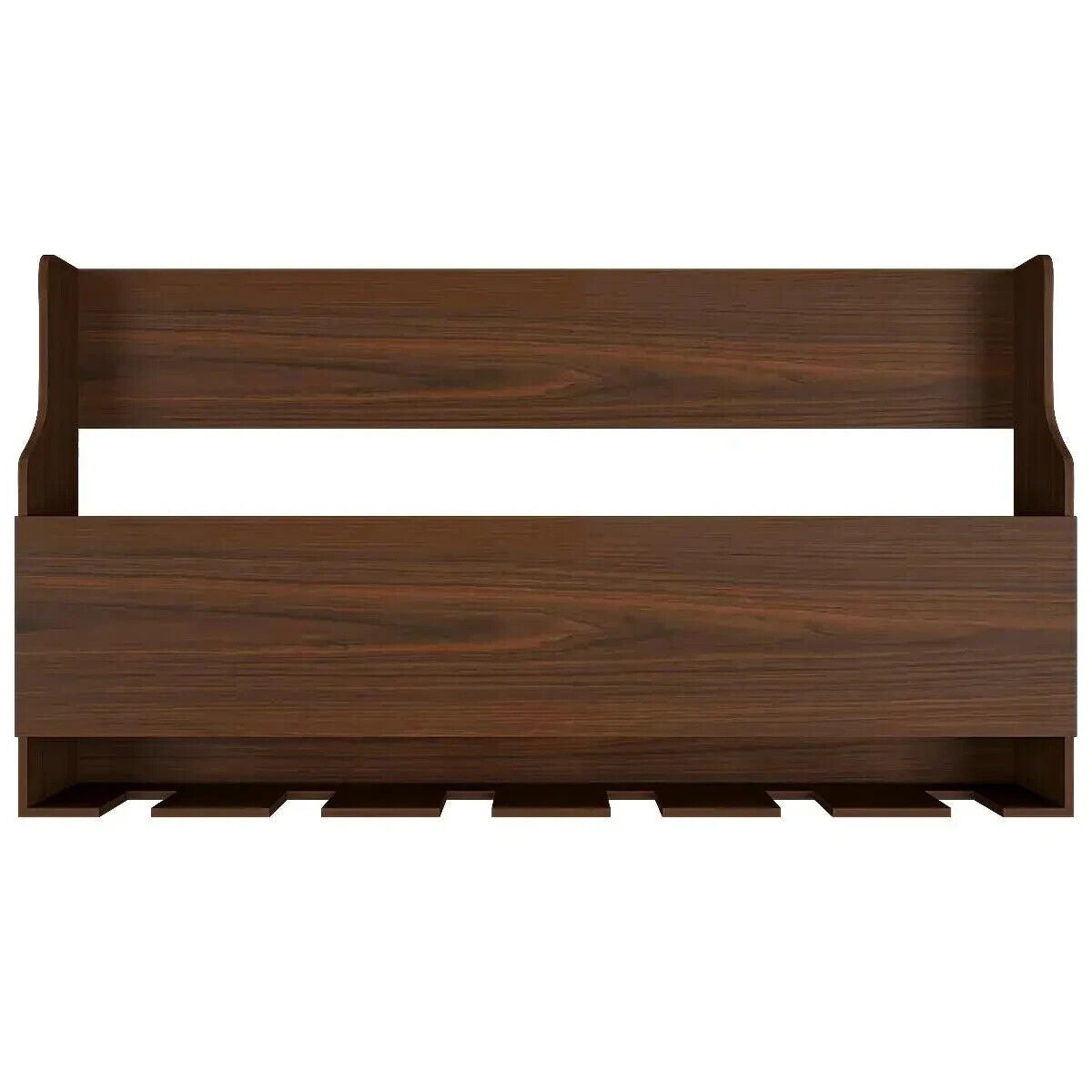 Spacious Backlit MDF Bar Wall Shelf / Mini Bar Cabinet in Walnut Finish