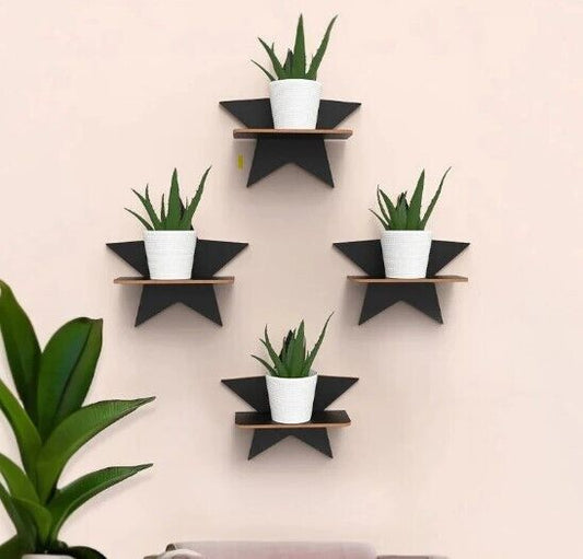 Star Sparkle Shaped Decorative Wooden Wall Mounted Shelf