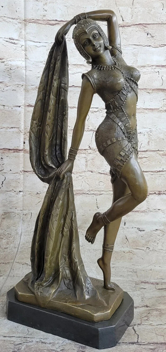 ART DECO CHIPARUS EROTIC DANCER BRONZE SCULPTURE STATUE HOT CAST MARBLE FIGURE