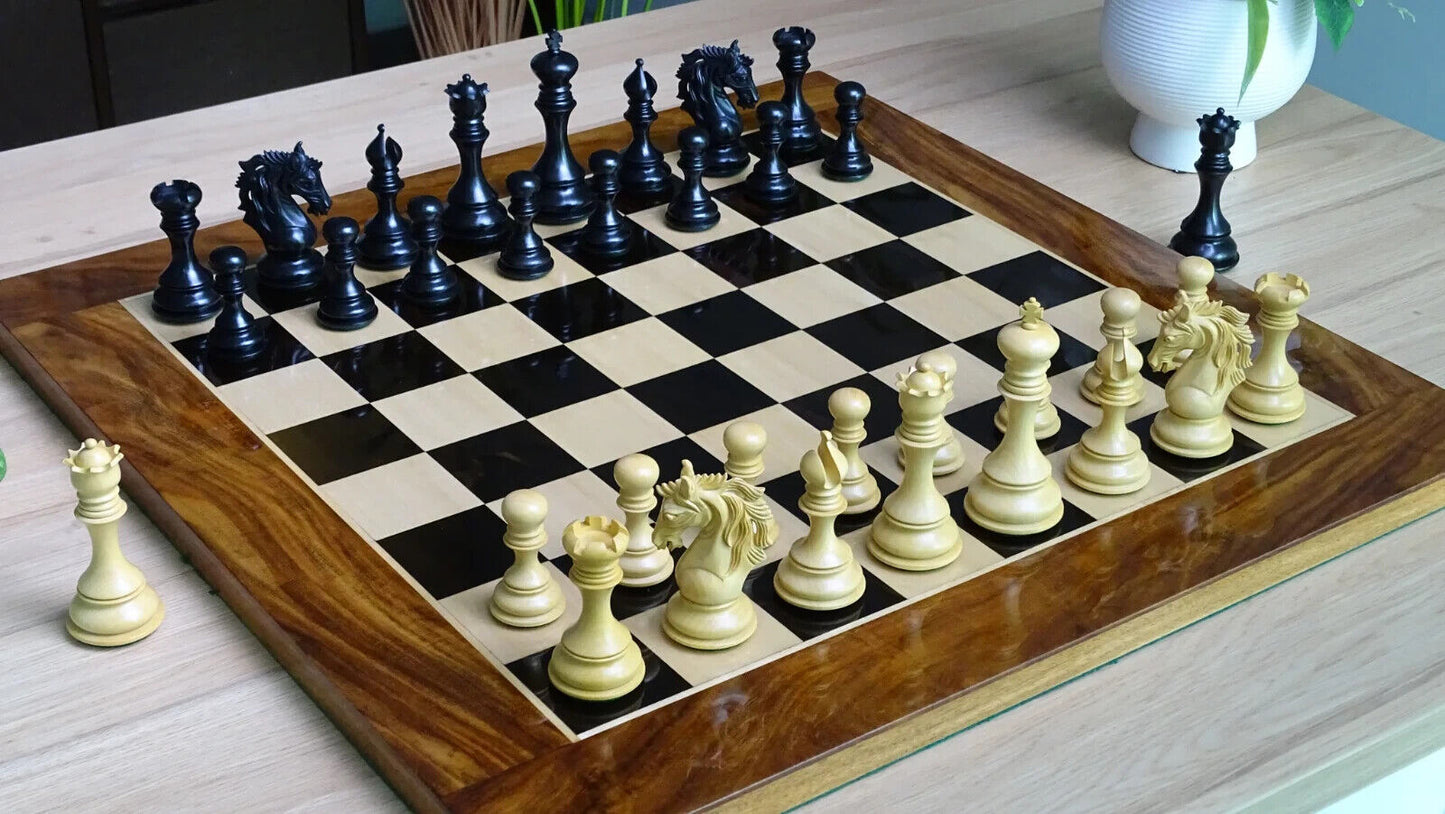 The Leo Series Luxury Triple Weighted Chess Pieces Ebony/Boxwood 4.4 In King