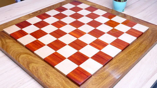 Solid Wooden Chess Board in African Padauk Wood & Maple Wood 23" - 57 mm square