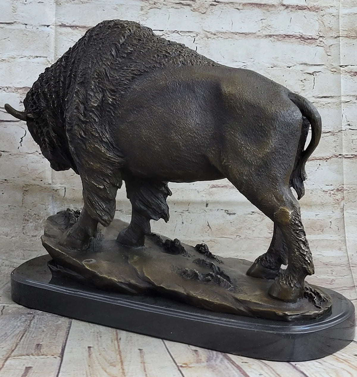 Art Deco Barye American Artist Buffalo Bison Bronze Hot Cast Sculpture Statue - 12 IN