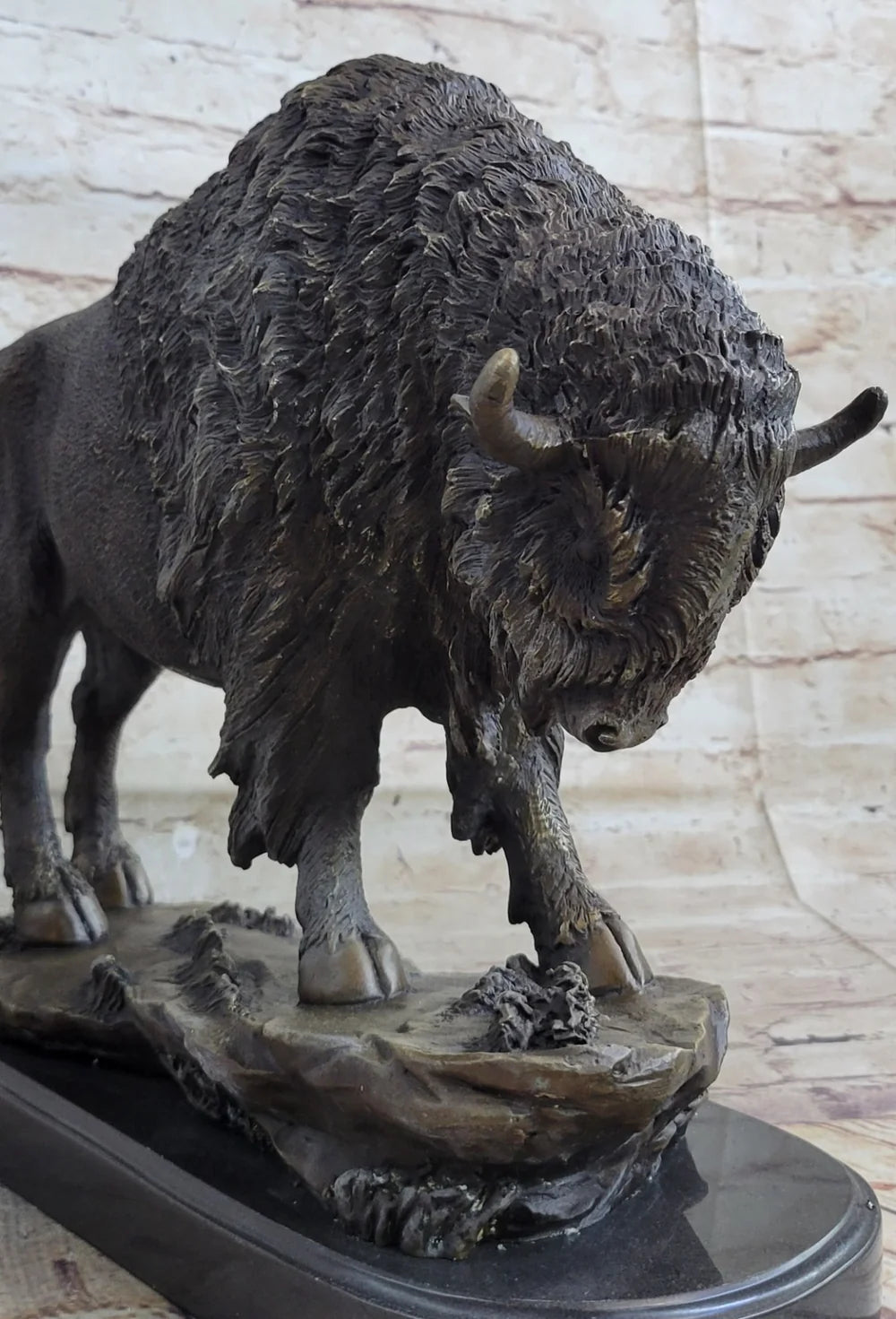 Art Deco Barye American Artist Buffalo Bison Bronze Hot Cast Sculpture Statue - 12 IN