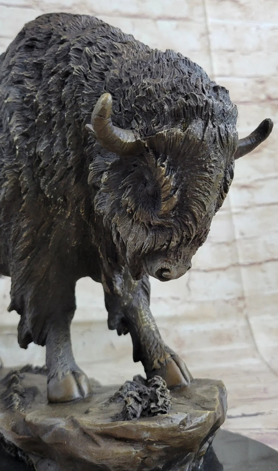 Art Deco Barye American Artist Buffalo Bison Bronze Hot Cast Sculpture Statue - 12 IN